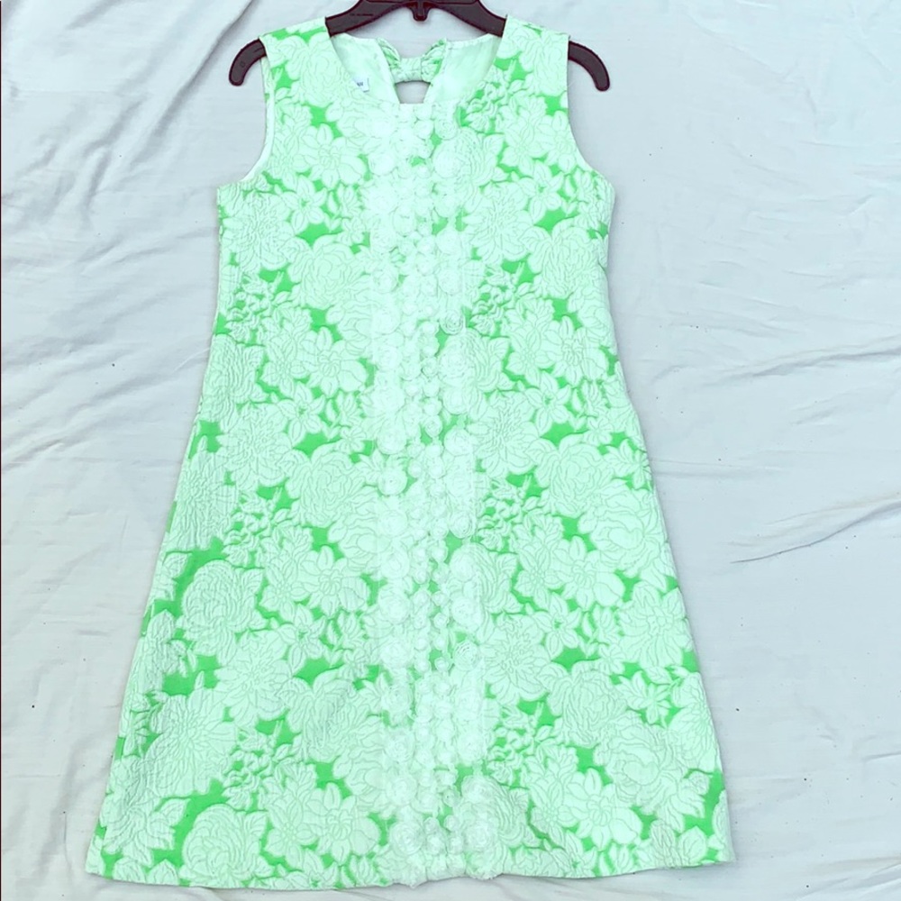 Green with white flowers dress